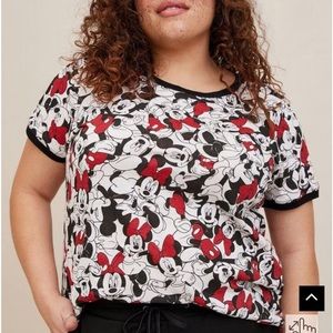 Disney Minnie Mouse Classic Fit Crew Neck Ringer Top (used)
